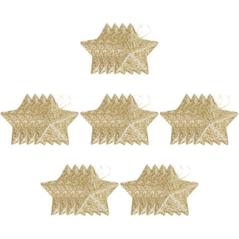 Juego de 24 mini estrellas doradas con purpurina, colgantes de espuma para árbol de Navidad, decoración para fiestas.
