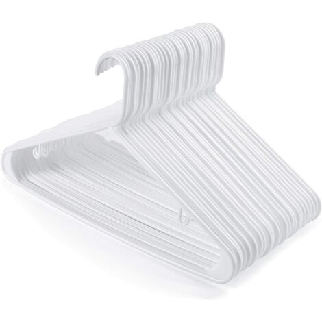 Juego de 24 perchas de plástico, perchas para pantalones, ahorro de espacio con muescas, perchas antideslizantes y duraderas para ropa de falda, longitud 42 cm, color blanco