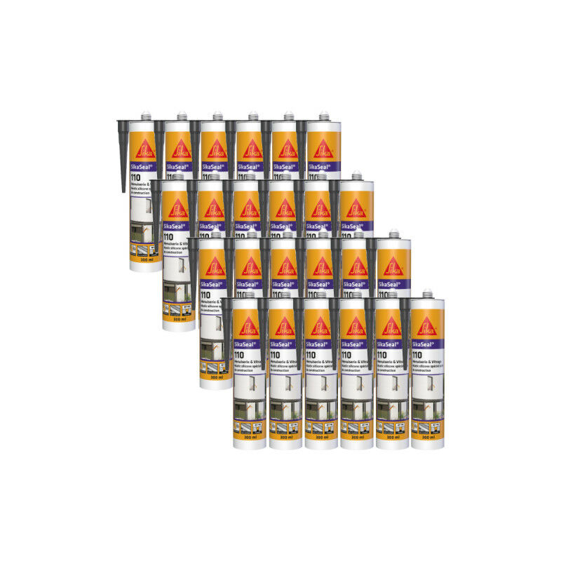 

Juego de 24 selladores de silicona para juntas de carpintería Seal 109 Carpintería - Antracita - 300ml - Gris - Sika