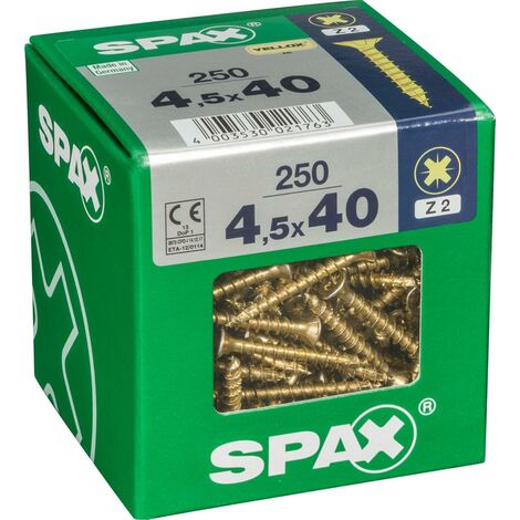 Juego de 250 tornillos de acero con cabeza avellanada pozidriv SPAX, Diam.4,5 mm x L.40 mm SPAX