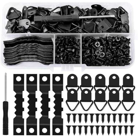 Juego de 251 ganchos para marcos de fotos, de color negro, tornillos incluidos, aptos para el hogar y la oficina.