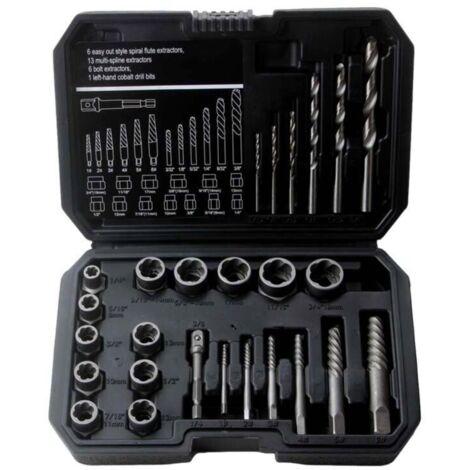 Juego de 26 dados extractores de pernos antirrobo, puntas de destornillador hexagonales para diestros (negro)