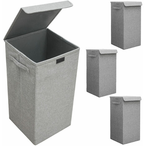 Juego de 3: 50L Cesta Ropa Sucia con Tapa - 30x30x60 Cubo Estrecho Canasta Gris