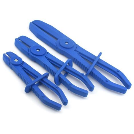 Juego de 3 abrazaderas de plástico para mangueras, aptas para líneas de freno, combustible y agua. Color azul.