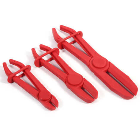 Juego de 3 abrazaderas de plástico para mangueras, aptas para líneas de freno, combustible y agua. Color rojo.