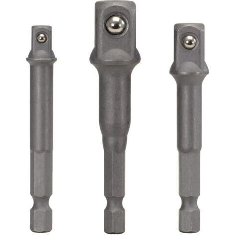 Juego de 3 adaptadores de enchufe - 6 puntas - 1/4" - 3/8" - 1/2"