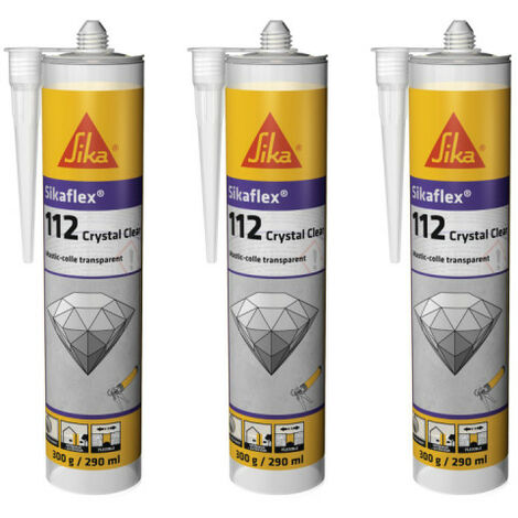 Juego de 3 adhesivos de masilla SIKA Sikaflex-112 Crystal clear - Transparente - 290ml