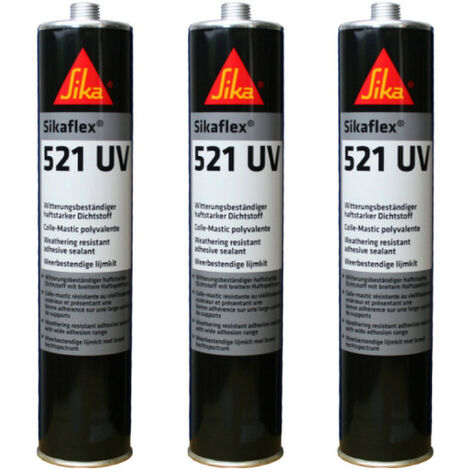 Juego de 3 adhesivos híbridos UV SIKA Sikaflex 521 - Blanco - 300ml - Blanc