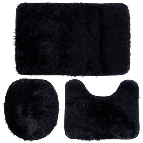 Juego de 3 alfombras de baño negras.