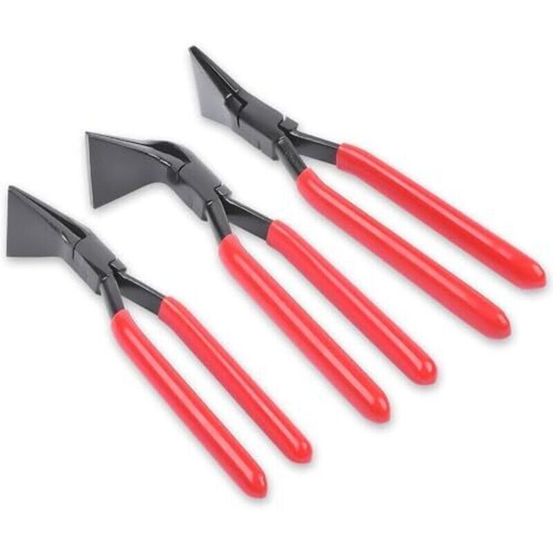Juego de 3 alicates plegables para trabajar la chapa: alicates de doblado 0° 45° 90°, herramienta para trabajar la chapa - longitud 270 mm (Rojo 3)