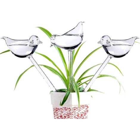 Juego de 3 bombillas de riego automáticas con forma de pájaro para plantas - Aptas para uso interior y exterior.