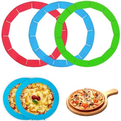 Juego de 3 bordes protectores de silicona ajustables para tartas y pizzas, ideales para hornear con un diámetro de entre 20 y 28 cm.
