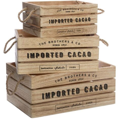 Juego de 3 cajas Colonial - madera - Atmosphera créateur d'intérieur - Beige