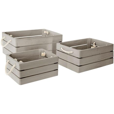 Juego de 3 cajas Dream - madera - gris - Atmosphera créateur d'intérieur - Gris