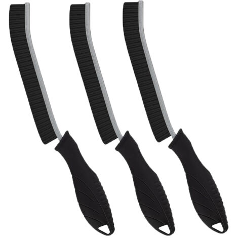 Juego de 3 cepillos de limpieza, cepillo para grietas, cepillo para calafatear azulejos, cepillo de baño, herramienta de limpieza del hogar (negro)