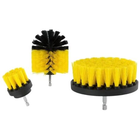 Juego de 3 cepillos de taladro, kit de limpieza de herramientas de cepillo de taladro, cepillos de taladro para superficies de baño, pisos, azulejos de bañera y automóviles