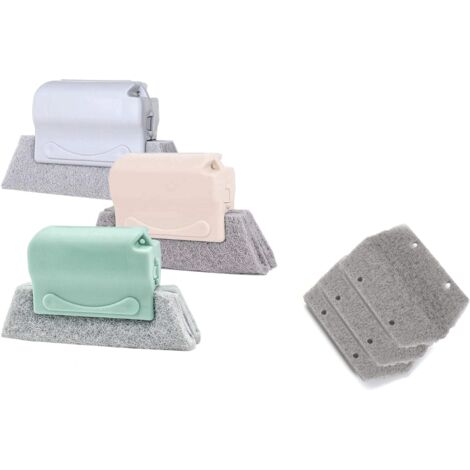 Juego de 3 cepillos de tela de repuesto para limpiar grietas en ventanas, cepillo mágico para limpiar ventanas, herramientas multifuncionales de mano para limpiar grietas, cepillo de limpieza multiuso