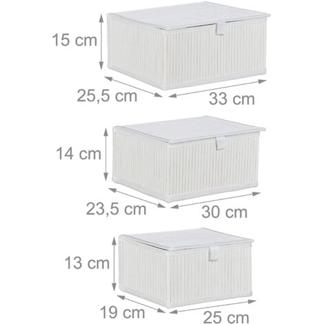 Juego de 3 cestas decorativas de bambú blanco 130002491