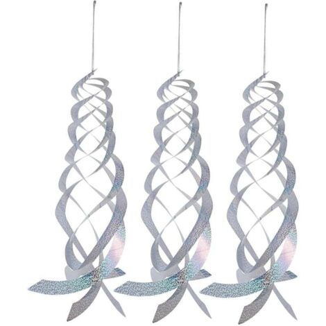 Juego de 3 colgantes reflectantes de jardín para ahuyentar pájaros, color plata