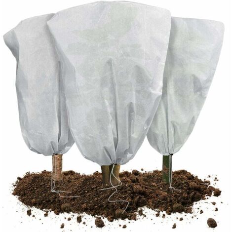 Juego de 3 cubreplantas de invierno con cordón de polipropileno de 80 g/m², 80 x 100 cm, color blanco