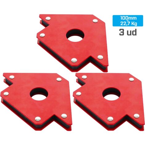 Juego de 3 escuadras magnetica para soldar 100mm, 22 kg por unidad. Escuadra imantada para soldador