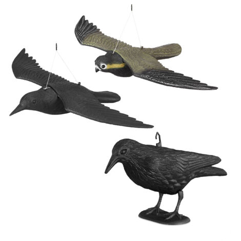 juego de 3 espantapájaros, figuras decorativas como espantapájaros, repelente de palomas, aves realistas