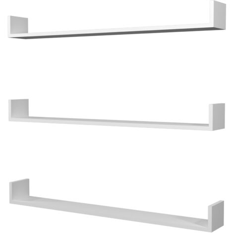 Juego de 3 estantes de pared 12 x 120 x 15 cm blanco 030007076