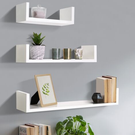 Juego de 3 estantes de pared blancos 60/45/30cm