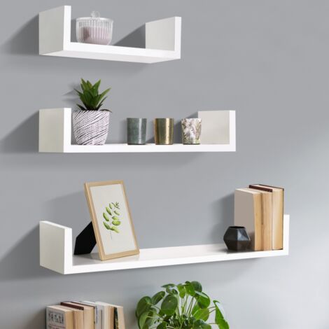 Juego de 3 estantes de pared blancos