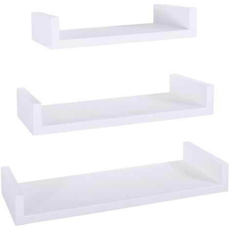 Juego de 3 estantes de pared, estantes de diseño, color blanco, 60x8 cm x 23,7 cm, 50x8 cm x 23,7 cm y 40x8 cm x 23,7 cm - Maxi Magnet