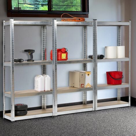 Juego de 3 estantes modulares resistentes, 12 bandejas, 150 cm de altura