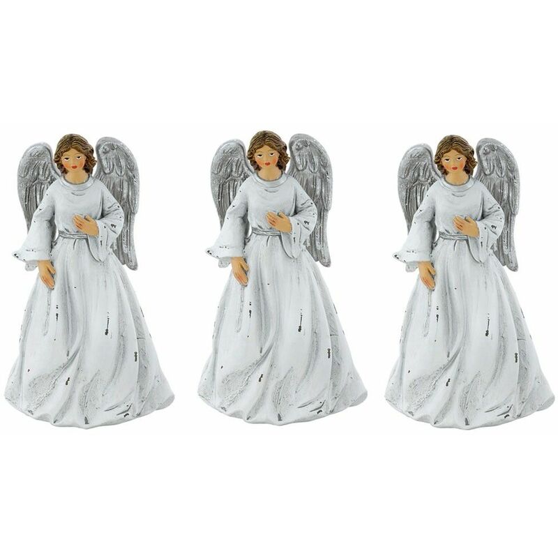 

Juego de 3 Estatuillas de Ángel de Invierno de la vendimia Decoración de Mesa de Navidad X -MAS Advenimientos de joyería de ala