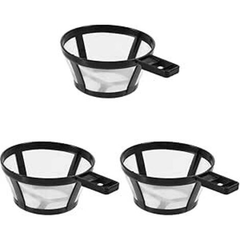Juego de 3 filtros de café reutilizables con cesta de malla y asa para cafetera - Fácil de limpiar