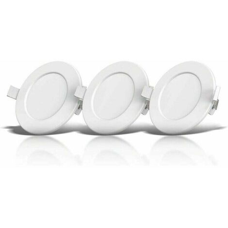 Juego de 3 focos empotrables para baño, IP44, antisalpicaduras, ultraplanos, Ø115mm, módulos LED de 6W, luz blanca cálida