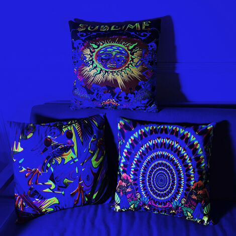 Juego de 3 fundas de almohada de Halloween, divertidas almohadas con forma del logo de Halloween que brillan en la oscuridad (45x45 cm)