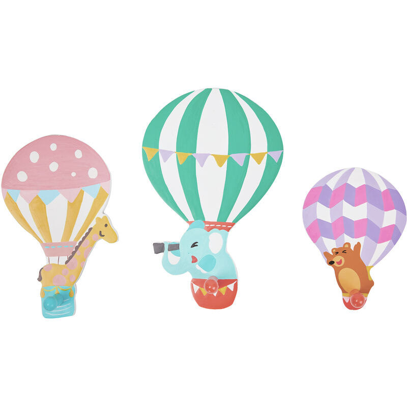 

Fantasy Fields - Juego de 3 ganchos de pared Hot Air Balloon|Decoración de guardería| color pastel TD-13125A