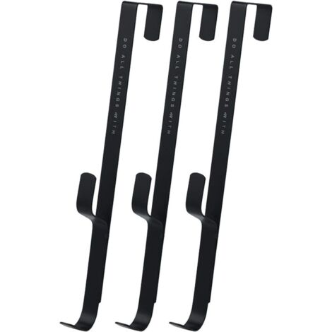 Juego de 3 ganchos para puerta de baño - Gancho doble para colgar ropa y sombreros - Montaje en pared - Negro