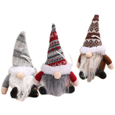Juego de 3 gnomos navideños con trineo, adornos navideños de peluche para el hogar y la cocina.