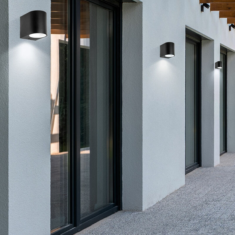 

Juego de 3 apliques para exteriores, focos empotrados, aluminio, negro, balcón, iluminación para balcones, IP44