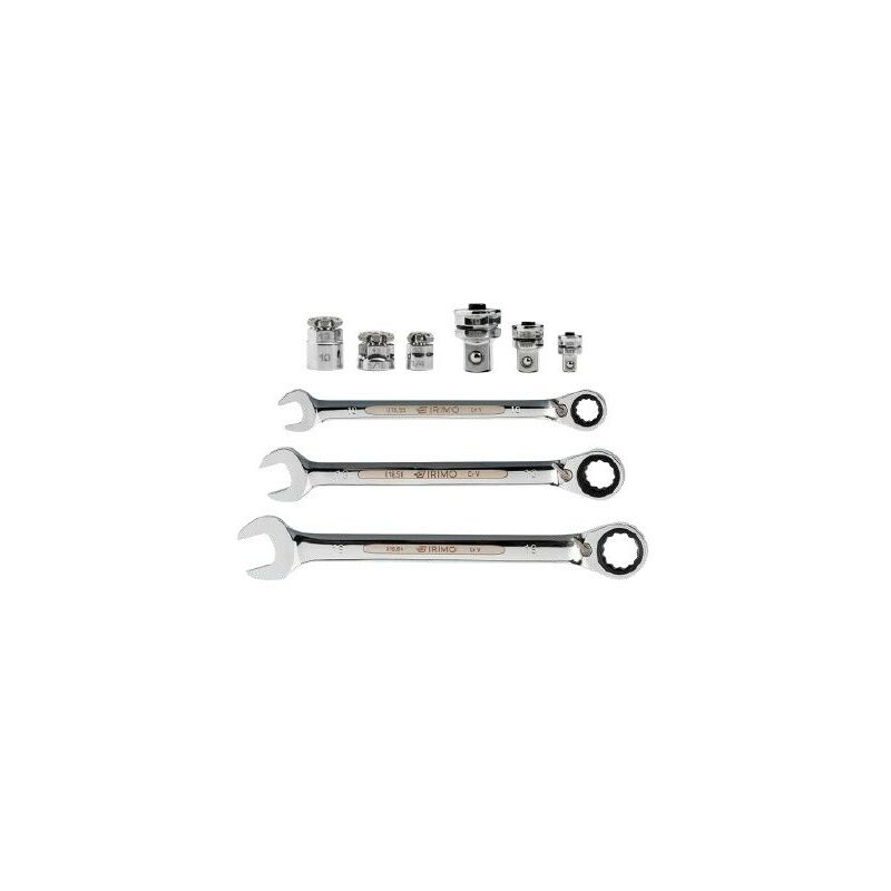 

Irimo Herramientas - Juego de 3 llaves combinadas con carraca y 6 adaptadores