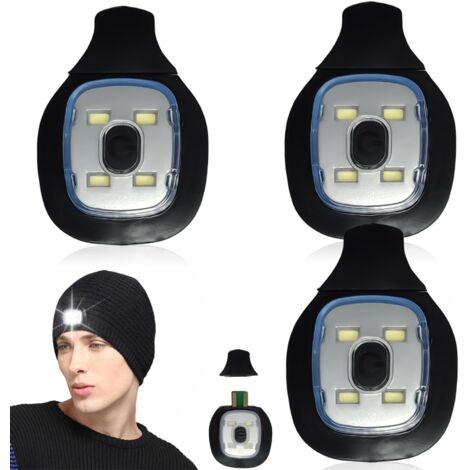 Juego de 3 luces LED de repuesto para gorros luminosos, linternas frontales LED recargables por USB para hombres, mujeres y niños, resistentes al agua, para gorros de punto.