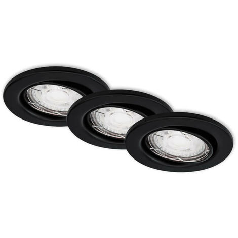 Juego de 3 luminarias empotrables Ø 8,6 cm GU10 5W 460lm - color negro