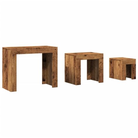 Juego de 3 mesas auxiliares nido en madera de ingeniería marrón DEC040576
