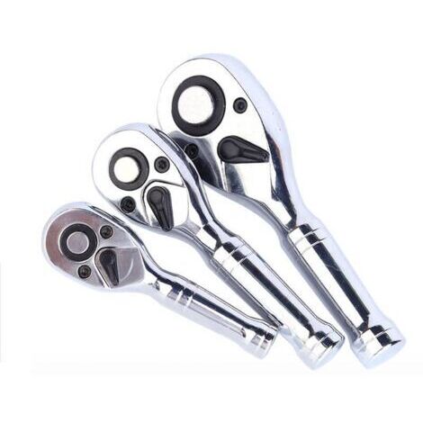Juego de 3 mini llaves de carraca reversibles de 1/4", 3/8" y 1/2", llave de carraca de 72 dientes, herramientas para reparación de automóviles