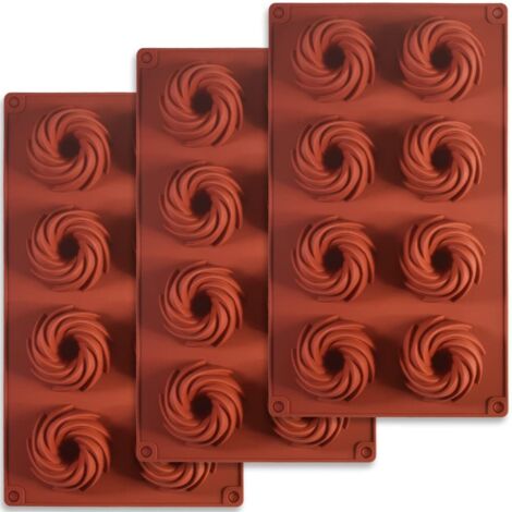 Juego de 3 moldes de silicona para chocolates, caramelos, budines, galletas.
