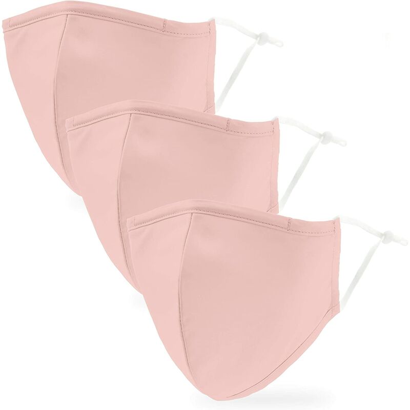 

Juego de 3 máscaras de tela lavables de 3 capas reutilizables y ajustables para adultos rosa