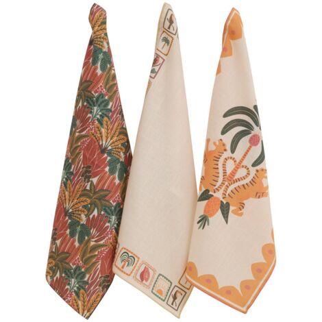 Juego de 3 paños de cocina de algodón Tropical 70x45cm - Atmosphera créateur d'intérieur