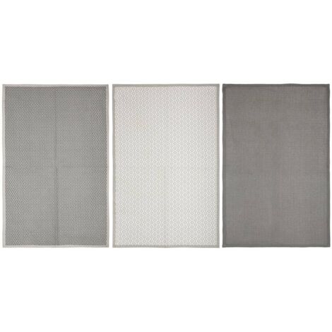 Juego de 3 paños de cocina - estampados - algodón - gris oscuro - 45x70 cm - Atmosphera créateur d'intérieur