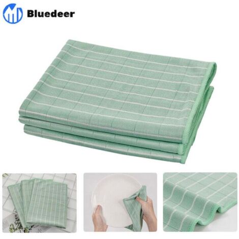 Juego de 3 paños de microfibra de bambú: ideales para ventanas, espejos, azulejos y carrocería. Accesorio de limpieza para el hogar y el baño.
