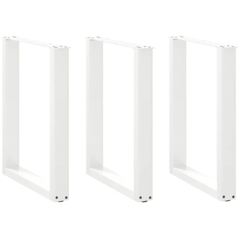 Juego de 3 patas de mesa de comedor ajustables en forma de U 70 x 72-73 cm estética moderna acero blanco 020057441